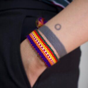 Woven Bracelet, Striped Bracelet, Yellow Bracelet, Handmade Textile, Wristband,